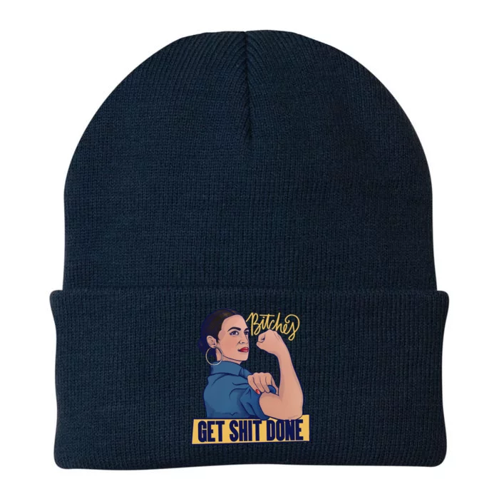 Bitches Get Shit Done Aoc Alexandria Ocasio Cortez Gift Knit Cap Winter Beanie