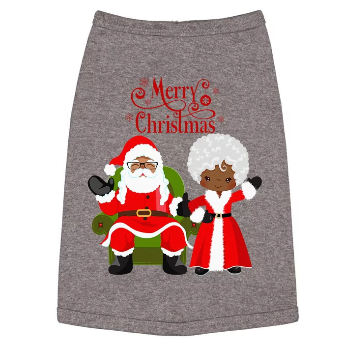 Black Girl Santa Claus Holiday African American Christmas Doggie Tank