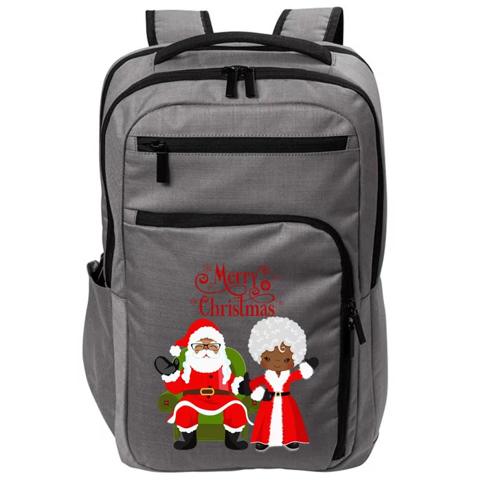 Black Girl Santa Claus Holiday African American Christmas Impact Tech Backpack