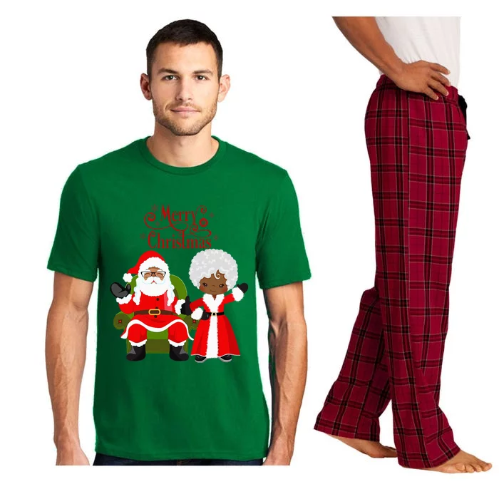 Black Girl Santa Claus Holiday African American Christmas Pajama Set