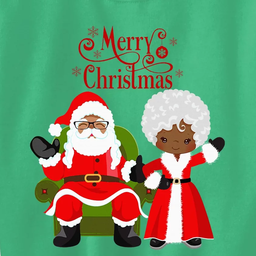 Black Girl Santa Claus Holiday African American Christmas Kids Sweatshirt