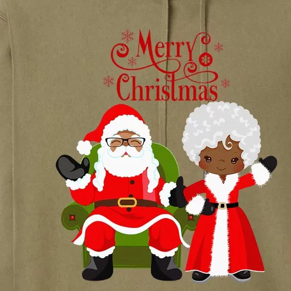 Black Girl Santa Claus Holiday African American Christmas Premium Hoodie