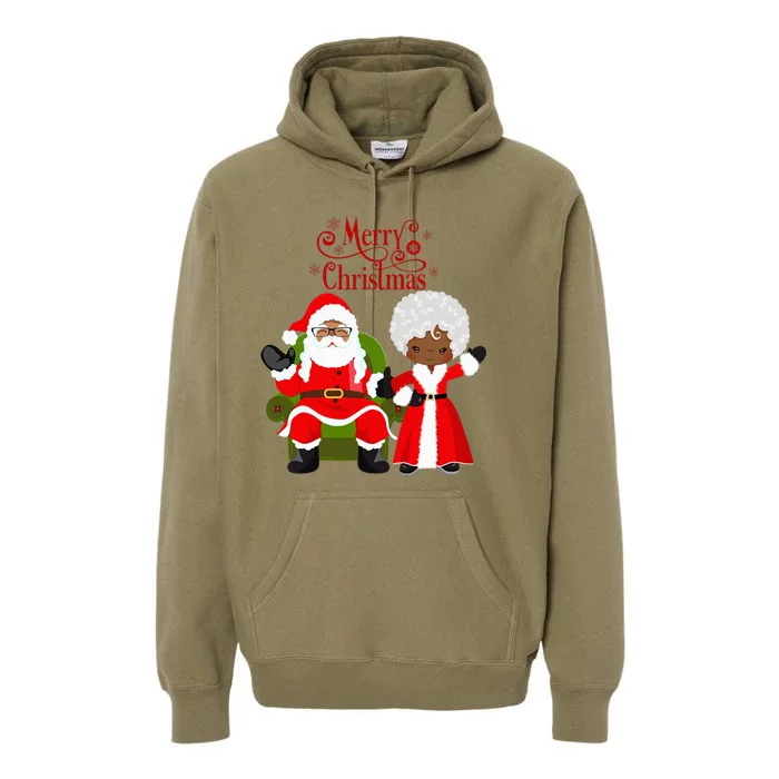 Black Girl Santa Claus Holiday African American Christmas Premium Hoodie