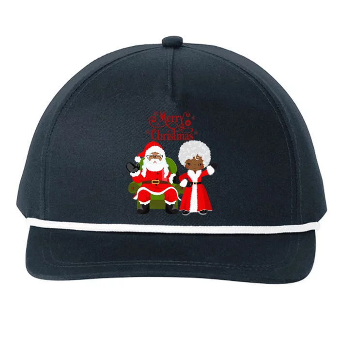 Black Girl Santa Claus Holiday African American Christmas Snapback Five-Panel Rope Hat