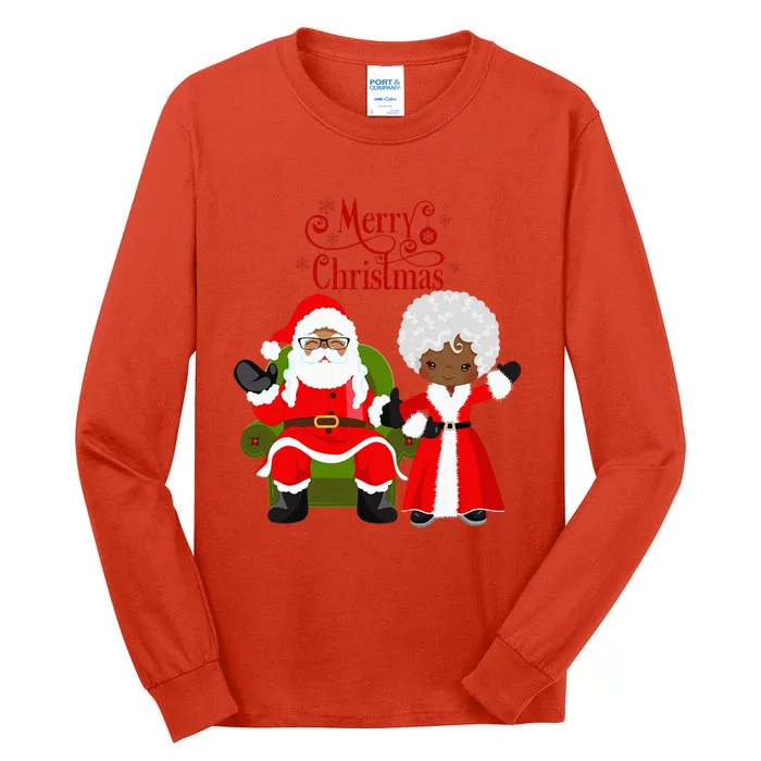 Black Girl Santa Claus Holiday African American Christmas Tall Long Sleeve T-Shirt