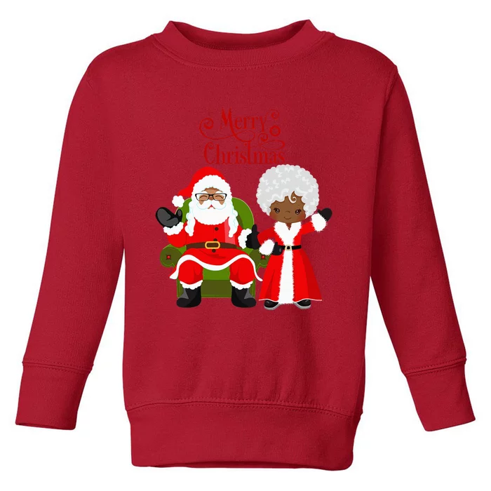 Black Girl Santa Claus Holiday African American Christmas Toddler Sweatshirt