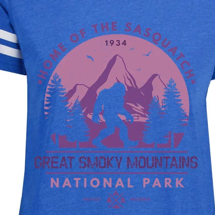 Bigfoot Great Smoky Mountain Wilderness Sasquatch Gift Enza Ladies Jersey Football T-Shirt