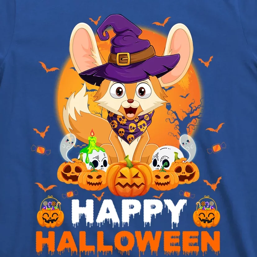 Boo Ghost Scary Pumpkin Moon Witch Fennec Fox Halloween Gift T-Shirt