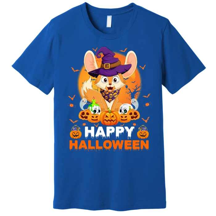 Boo Ghost Scary Pumpkin Moon Witch Fennec Fox Halloween Gift Premium T-Shirt