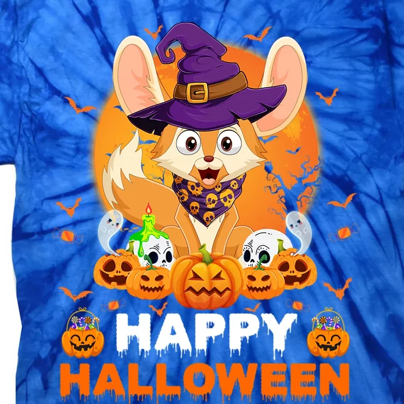 Boo Ghost Scary Pumpkin Moon Witch Fennec Fox Halloween Gift Tie-Dye T-Shirt