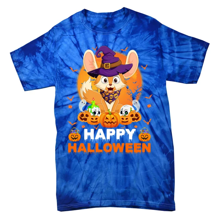 Boo Ghost Scary Pumpkin Moon Witch Fennec Fox Halloween Gift Tie-Dye T-Shirt