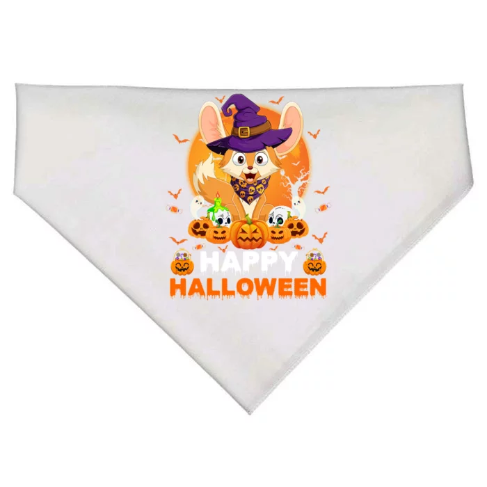 Boo Ghost Scary Pumpkin Moon Witch Fennec Fox Halloween Gift USA-Made Doggie Bandana