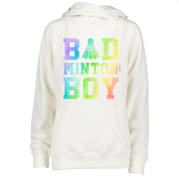 Badminton Graphic Shuttlecock Badminton Player Sport Cool Gift Womens Funnel Neck Pullover Hood