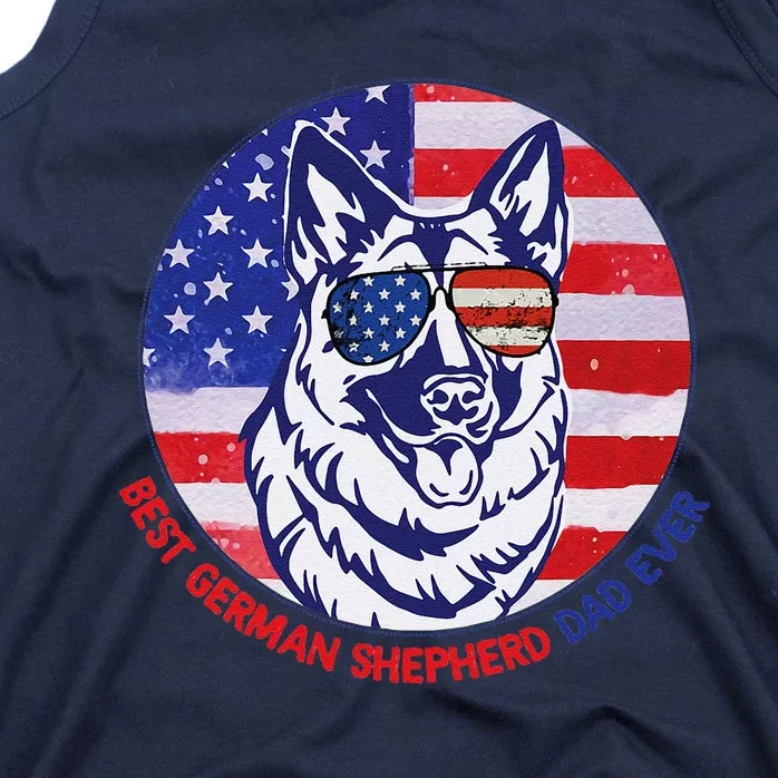 Best German Shepherd Dad Ever American Flag Dog Fathers Day Tank Top