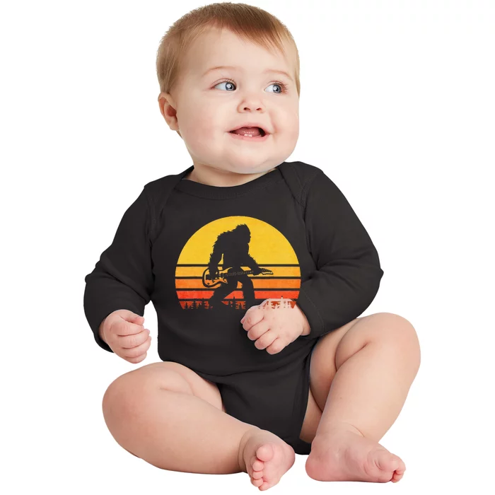 Bigfoot Guitar Sasquatch Yeti Guitarist Music Baby Long Sleeve Bodysuit