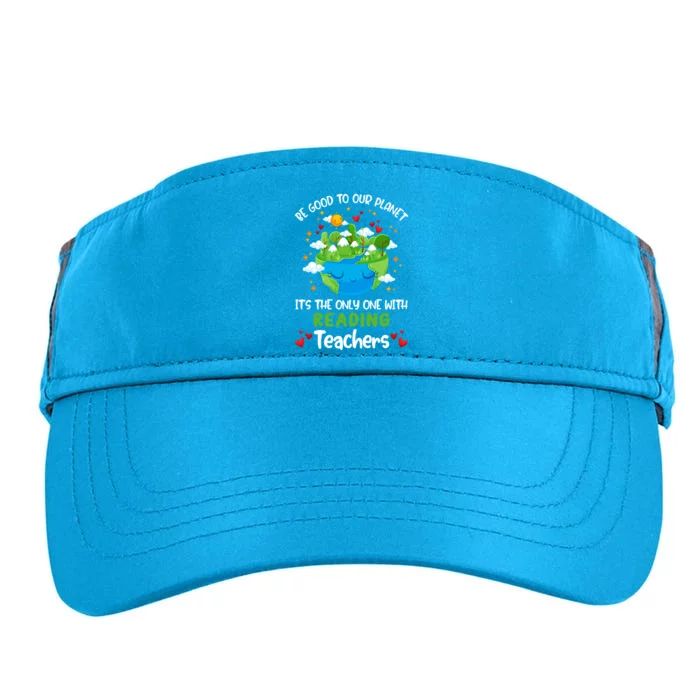 Be Good To Our Planet With Reading Teacher Earth Day Gift Adult Drive Performance Visor