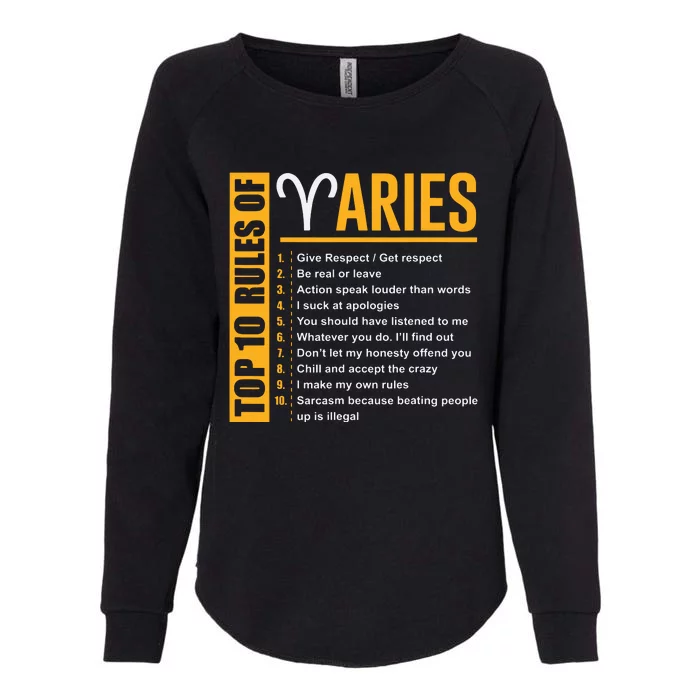 Birthday Gifts Top 10 Rules Of Aries Zodiac Womens California Wash Sweatshirt