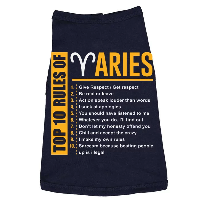 Birthday Gifts Top 10 Rules Of Aries Zodiac Doggie Tank