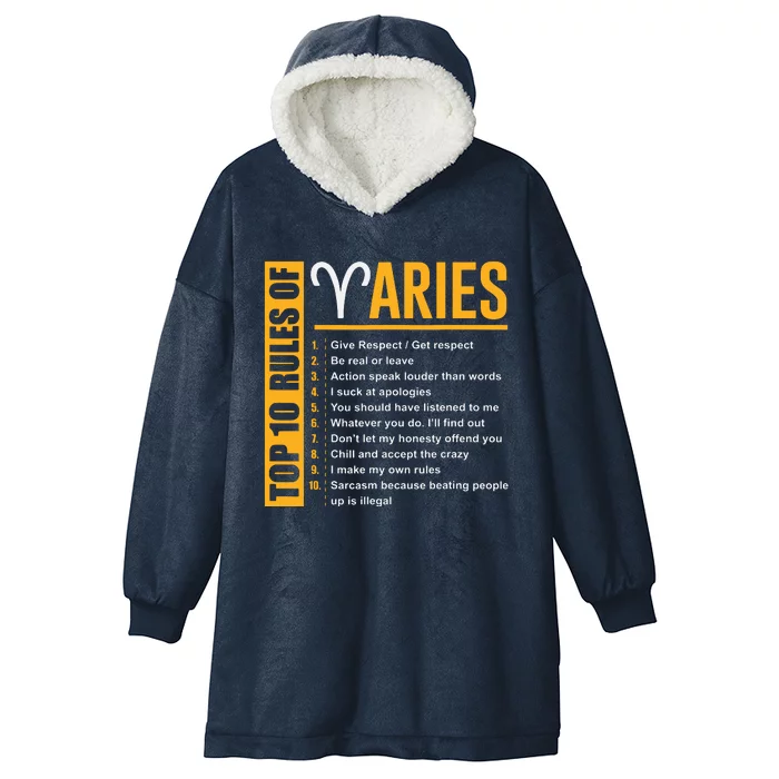 Birthday Gifts Top 10 Rules Of Aries Zodiac Hooded Wearable Blanket