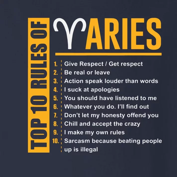 Birthday Gifts Top 10 Rules Of Aries Zodiac Toddler Long Sleeve Shirt