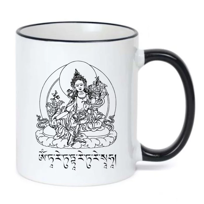 Buddha Green Tara Mantra Tibetan Buddhism Vajrayana Black Color Changing Mug