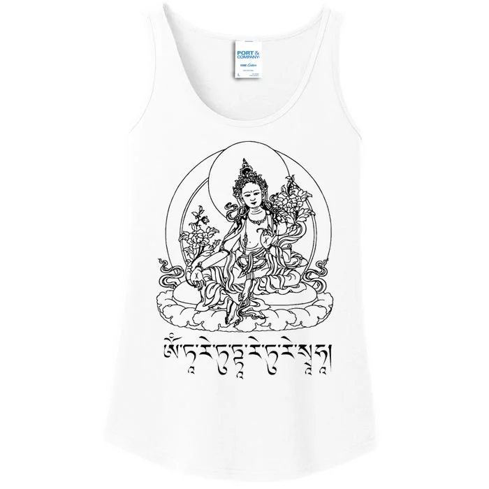 Buddha Green Tara Mantra Tibetan Buddhism Vajrayana Ladies Essential Tank