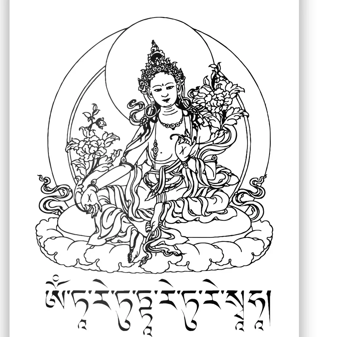 Buddha Green Tara Mantra Tibetan Buddhism Vajrayana Poster