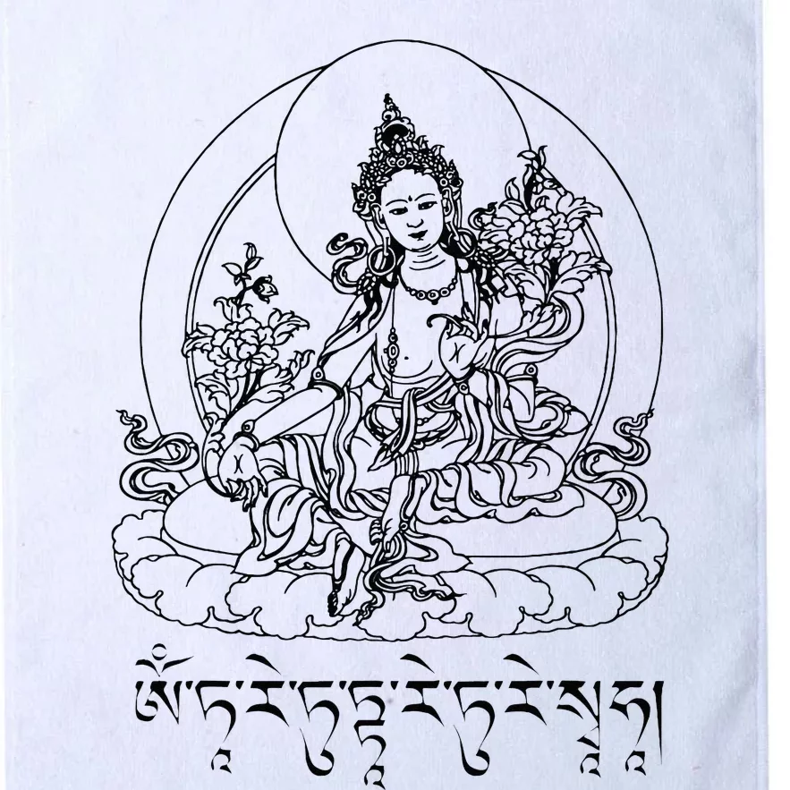 Buddha Green Tara Mantra Tibetan Buddhism Vajrayana Platinum Collection Golf Towel