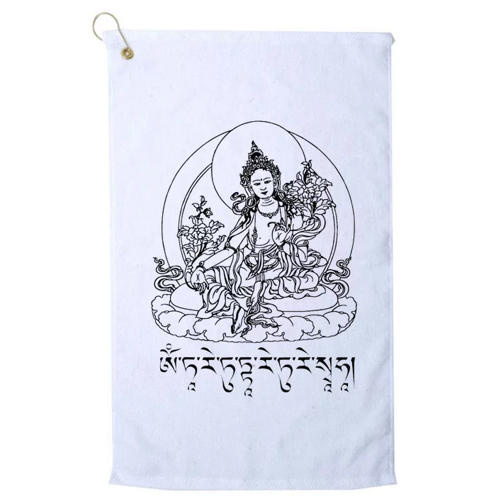 Buddha Green Tara Mantra Tibetan Buddhism Vajrayana Platinum Collection Golf Towel