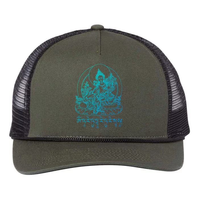 Buddha Green Tara Tra Tibetan Buddhism Vajrayana Meaningful Gift Retro Rope Trucker Hat Cap