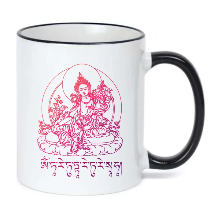 Buddha Green Tara Tra Tibetan Buddhism Vajrayana Meaningful Gift Black Color Changing Mug