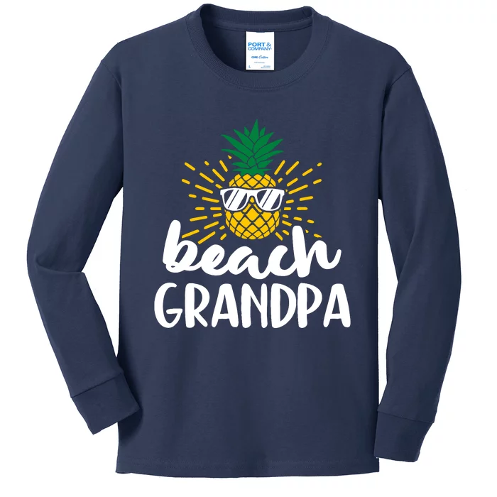 Beach Grandpa Tropical Summer Vacation Beach Pineapple Gift Kids Long Sleeve Shirt