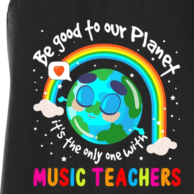 Be Good To Our Planet With Music Earth Day Women's Racerback Tank