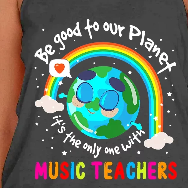 Be Good To Our Planet With Music Earth Day Women's Knotted Racerback Tank