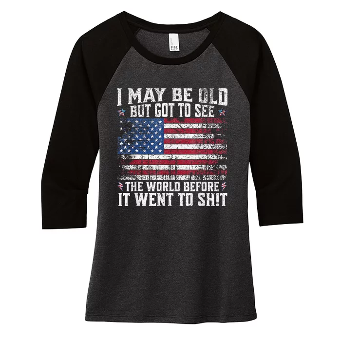 But Got To See The World Before It Went To Shit Women's Tri-Blend 3/4-Sleeve Raglan Shirt