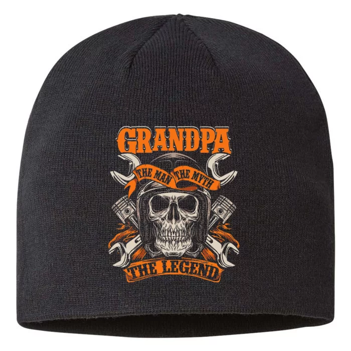 Biker Grandpa The Man The Myth The Legend Motorcycle 8 1/2in Sustainable Knit Beanie