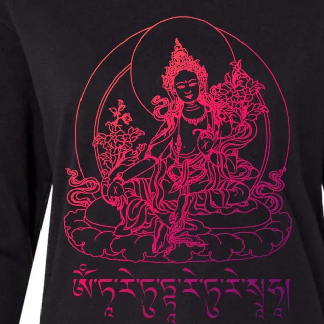 Buddha Green Tara Tra Tibetan Buddhism Vajrayana Gift Womens Cotton Relaxed Long Sleeve T-Shirt