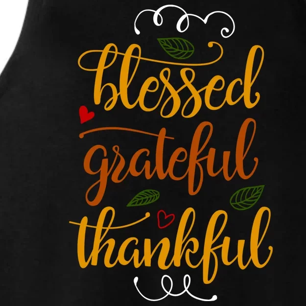 Blessed Grateful Thankful Ladies Tri-Blend Wicking Tank