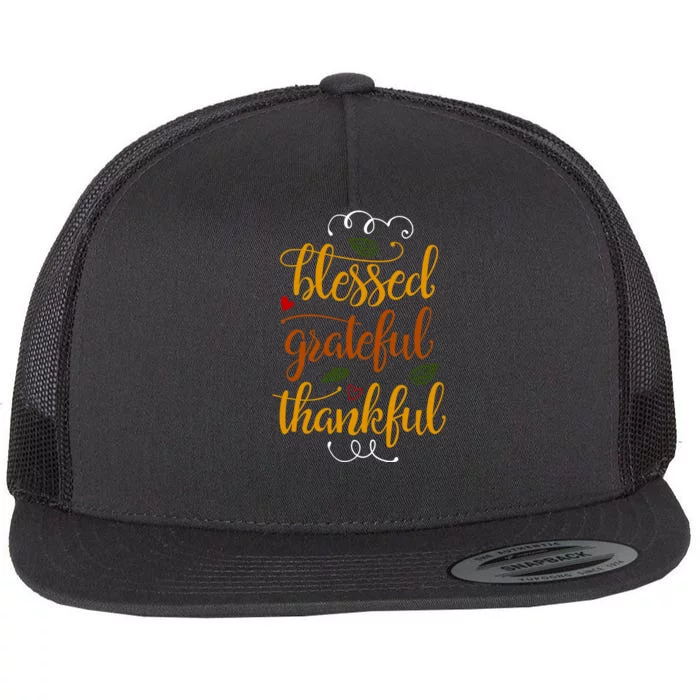 Blessed Grateful Thankful Flat Bill Trucker Hat