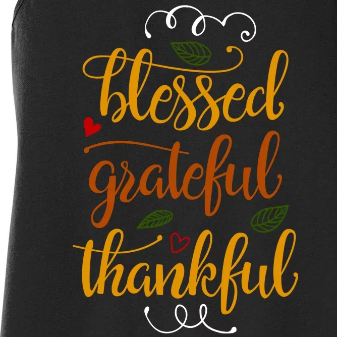 Blessed Grateful Thankful Women's Racerback Tank