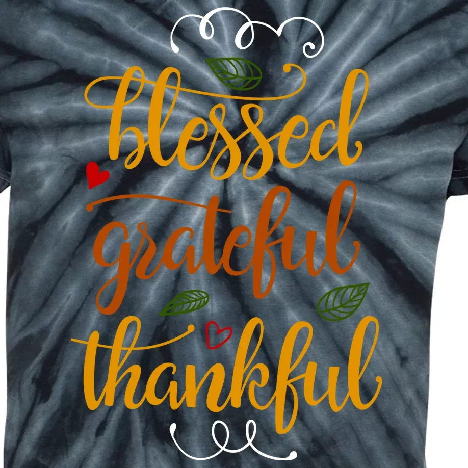 Blessed Grateful Thankful Kids Tie-Dye T-Shirt