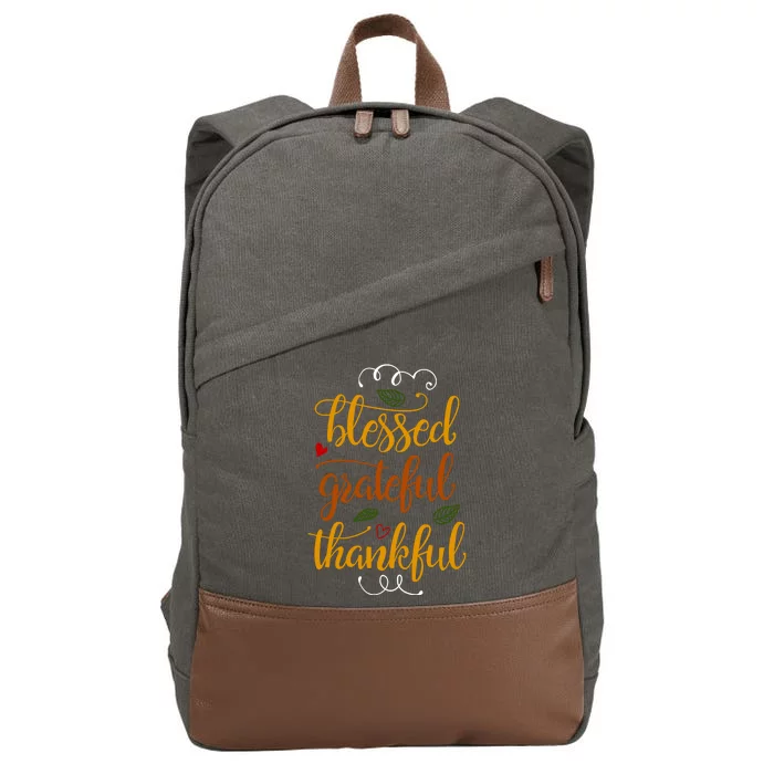 Blessed Grateful Thankful Cotton Canvas Backpack