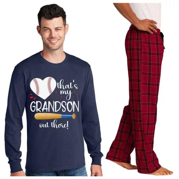 Baseball Grandma Thats My Grandson Out There Gifts Long Sleeve Pajama Set