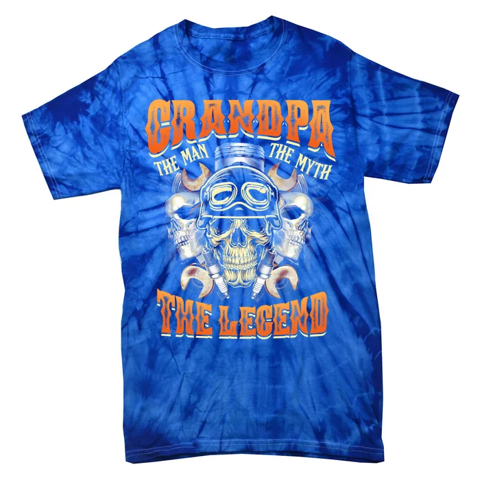 Biker Grandpa The Myth Legend Motorcycle Gift Tie-Dye T-Shirt