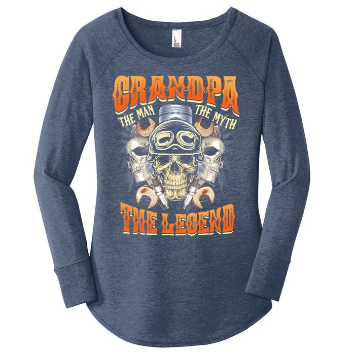 Biker Grandpa The Myth Legend Motorcycle Gift Women's Perfect Tri Tunic Long Sleeve Shirt