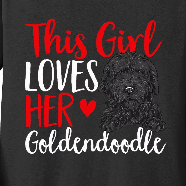 Black Goldendoodle This Girl Loves Her Goldendoodle Kids Long Sleeve Shirt