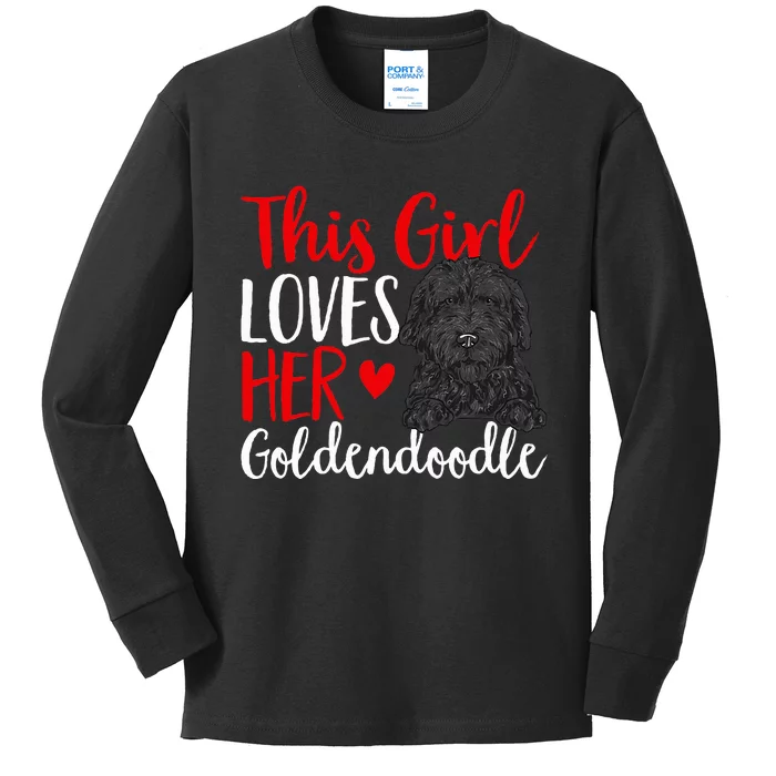 Black Goldendoodle This Girl Loves Her Goldendoodle Kids Long Sleeve Shirt