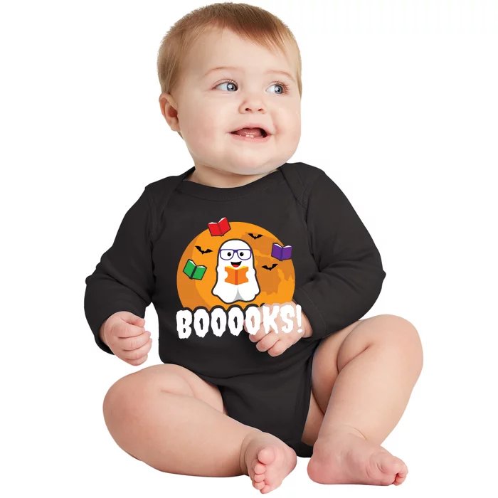 Booooks Ghost T Boo Read Books Library Gift Funny Baby Long Sleeve Bodysuit