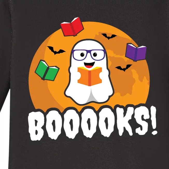 Booooks Ghost T Boo Read Books Library Gift Funny Baby Long Sleeve Bodysuit