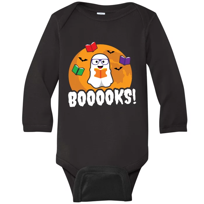 Booooks Ghost T Boo Read Books Library Gift Funny Baby Long Sleeve Bodysuit